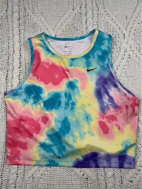 Nike Womens Fast Tie Dye Cropped Tank Top Artic Punch Size L